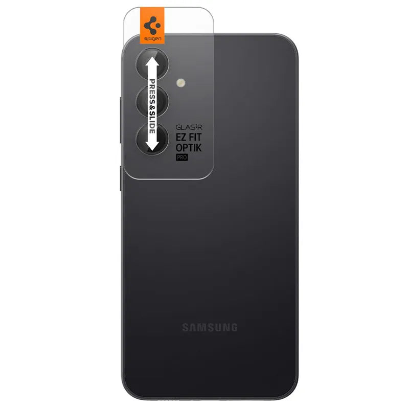 Spigen Optik Pro GLAS.TR EZ Fit kameros apsauga 2 vnt. pakuotė - Objektyvo apsauginis stiklas Samsung Galaxy S23 FE (2 vnt.) (Juodas)