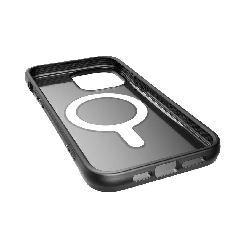 X-Doria Raptic Clutch MagSafe – biologiškai skaidus dėklas, skirtas iPhone 14 Pro Max (išbandyta atsparumas kritimui iš 3 m) (juodas)