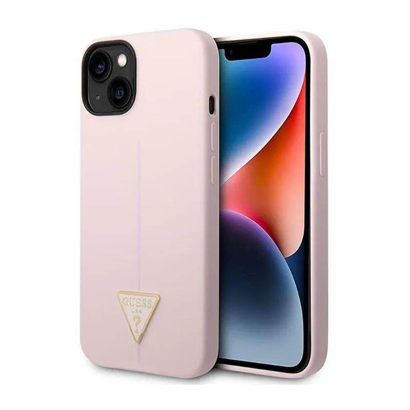 Guess Silicone Triangle Logo – dėklas iPhone 14 Plus (violetinis)