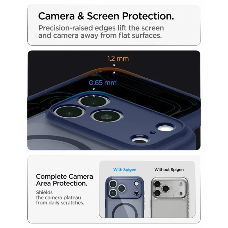 Spigen Ultra Hybrid Mag MagSafe – dėklas, skirtas iPhone 18 Pro / 17 Pro (Frost Deep Blue)