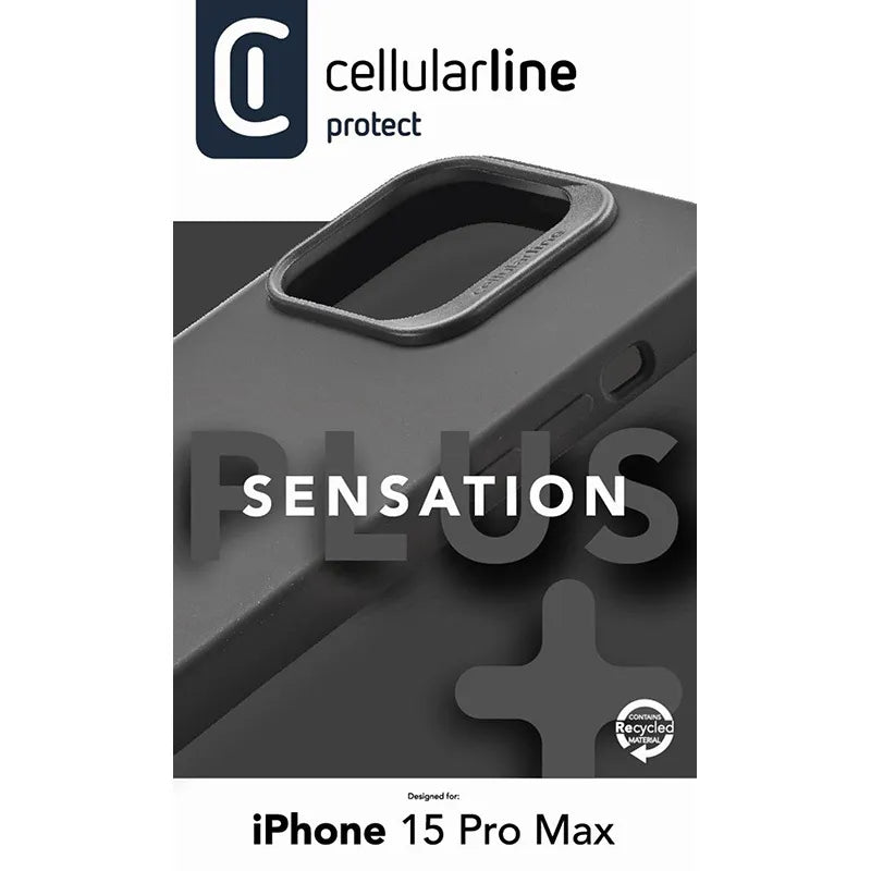 Cellularline Sensation Plus - iPhone 15 Pro Max dėklas su MICROBAN danga (juodas)