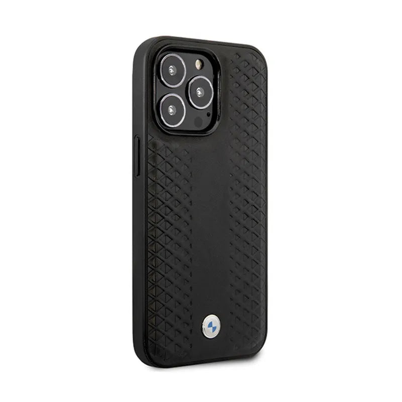 BMW Leather Diamond Pattern – dėklas „iPhone 14 Pro“ (juodas)