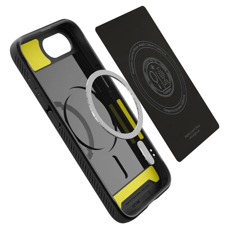 Spigen Rugged Armor Mag MagSafe – dėklas iPhone 17e / 16e (matinė juoda)