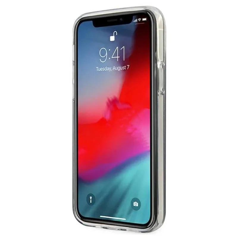Guess Glitter Gradient Script – Dėklas, skirtas iPhone 12 Pro Max (juodas)