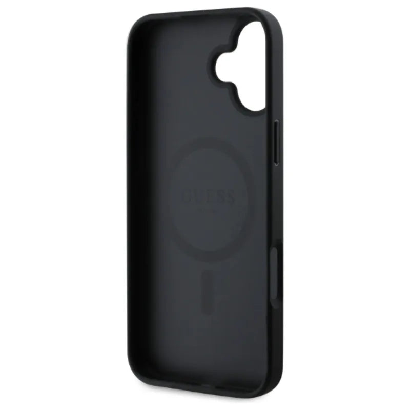 Guess 4G Ring Classic Logo MagSafe – dėklas iPhone 16 (juodas)