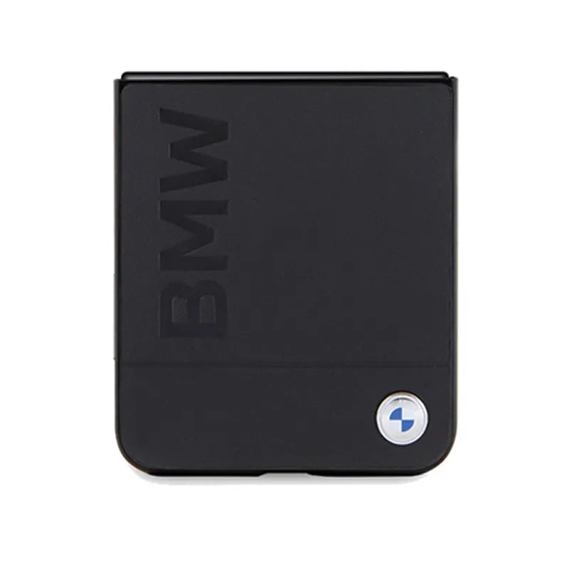 BMW Leather Hot Stamp – dėklas Samsung Galaxy Z Flip 5 (juodas)