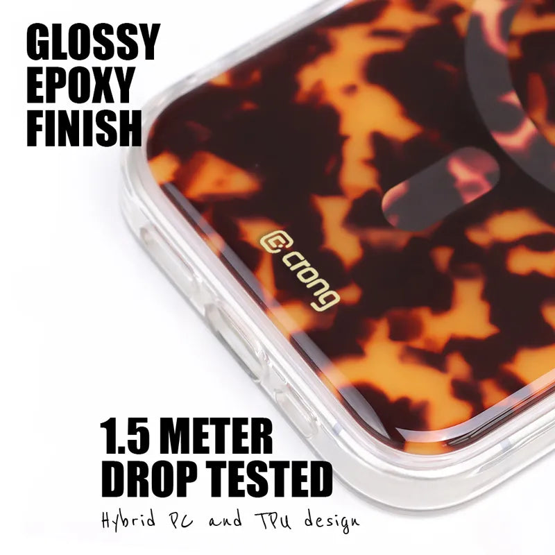 Crong Deluxe MAG Cover – iPhone 17 Pro MagSafe dėklas (Tortoise)