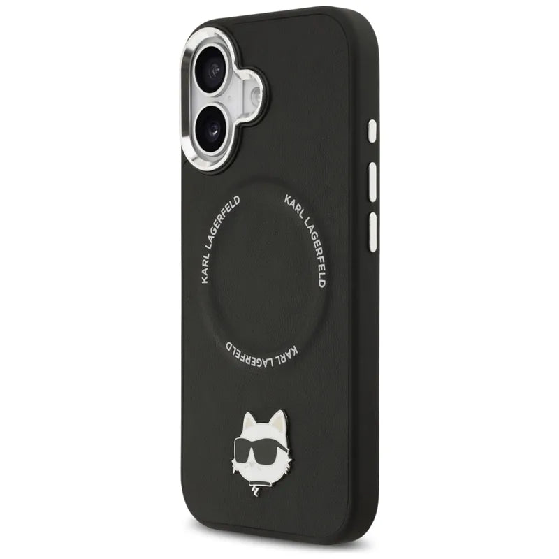 Karl Lagerfeld Choupette Pin MagSafe – dėklas iPhone 17 (juodas)
