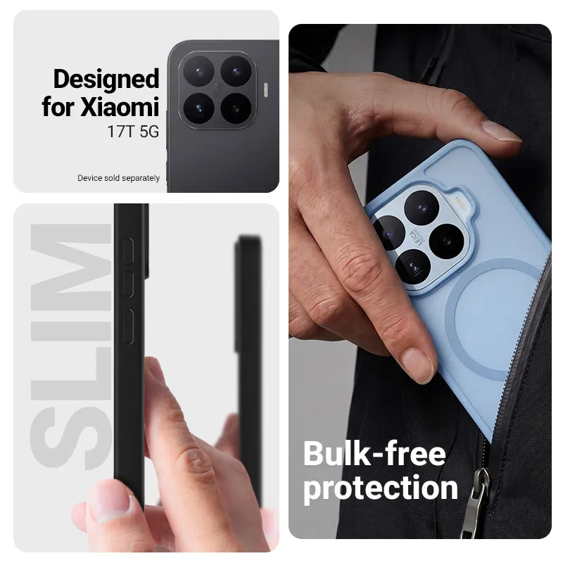 Crong Hybrid Matte Magnetic – MagSafe dėklas, skirtas Xiaomi 17T (mėlynas)