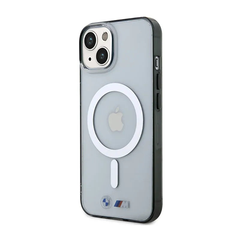 BMW Silver Ring MagSafe dėklas, skirtas iPhone 14 (skaidrus)