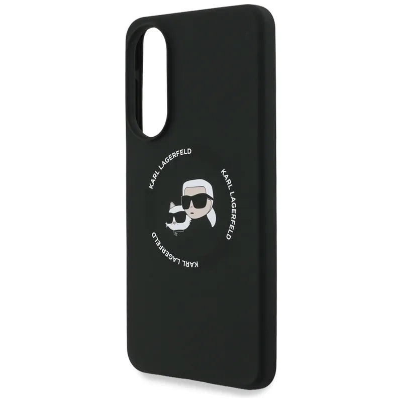 Karl Lagerfeld Silicone Double Heads And Circle MagSafe – dėklas Samsung Galaxy S25 Edge (juodas)