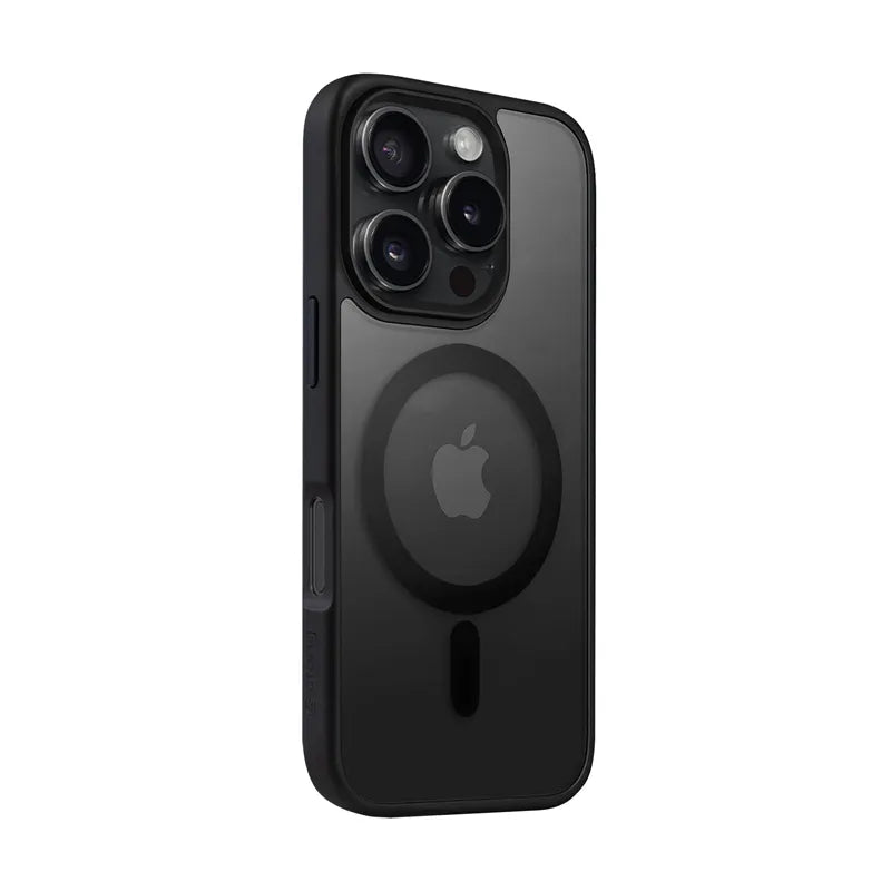 „Crong Hybrid Frost MAG Cover“ – dėklas su „MagSafe“, skirtas „iPhone 16 Pro“ (juodas)