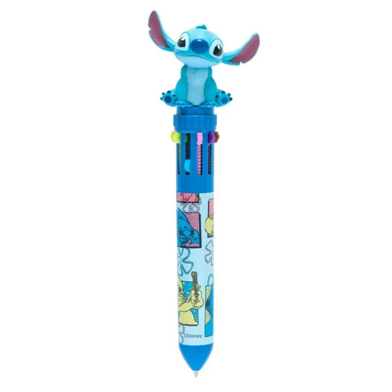 Disney Stitch – 10 spalvų automatinis tušinukas su 3D figūrėle