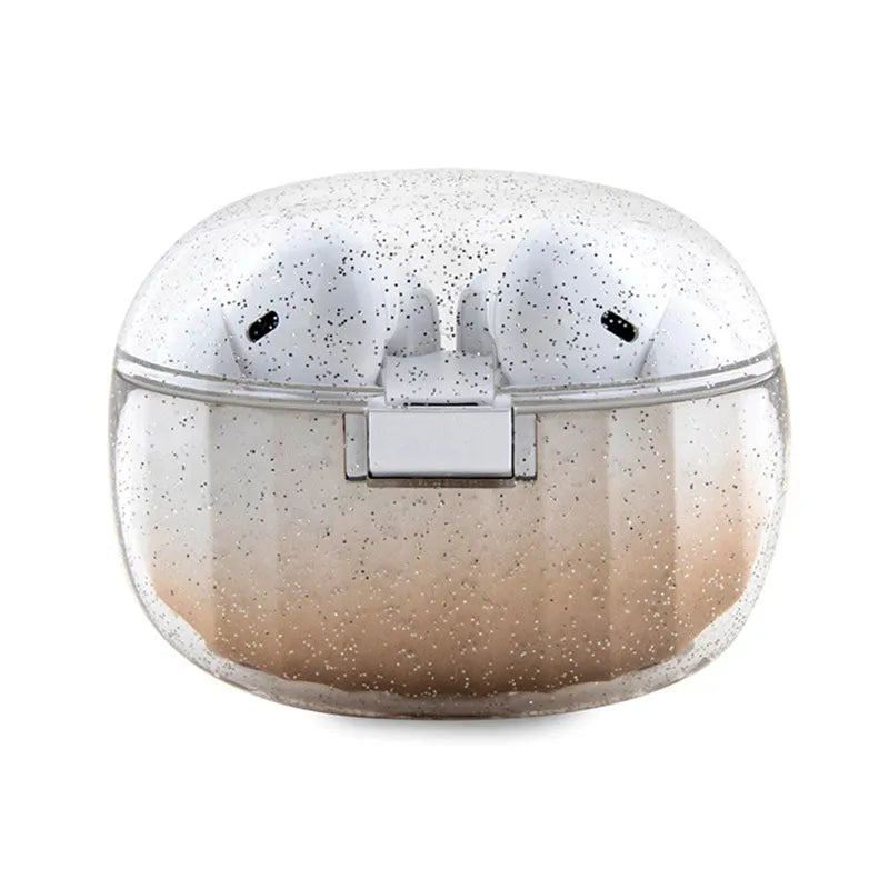 Guess Glitter Gradient – TWS Bluetooth ausinės + įkrovimo dėklas (auksinės)