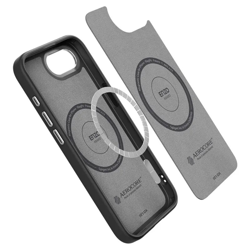 Spigen Enzo Aramid Mag MagSafe – dėklas iPhone 17e / 16e (juodas)