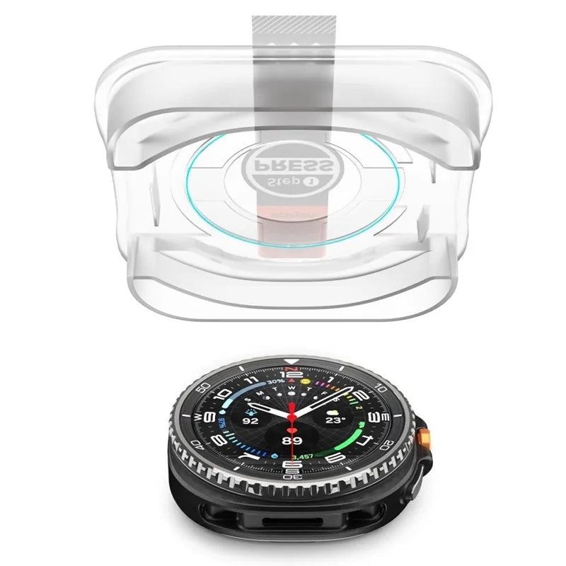 Spigen GLAS.TR EZ FIT 2-Pack – grūdintas stiklas, skirtas Samsung Galaxy Watch 8 Classic 46 mm (2 vnt.)