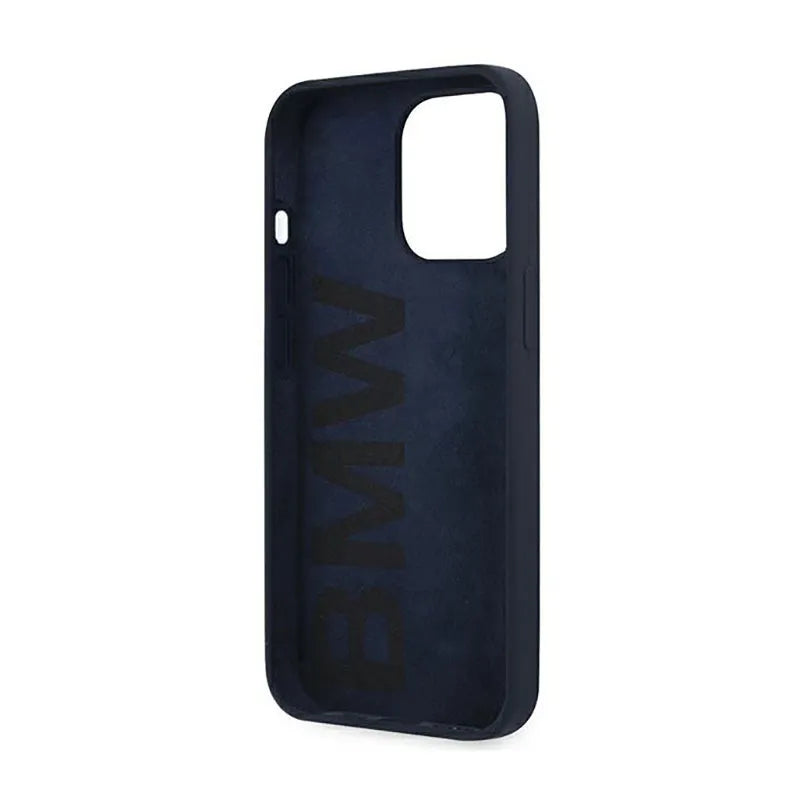 BMW Silicone Signature Logo – dėklas iPhone 13 Pro Max (tamsiai mėlynas)