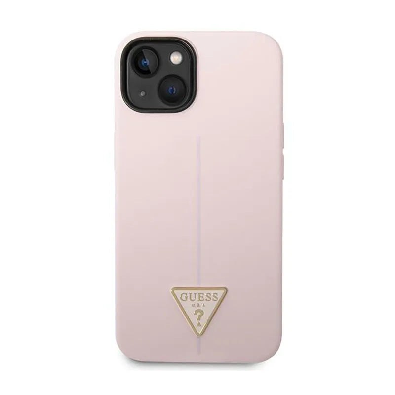 Guess Silicone Triangle Logo – dėklas iPhone 14 Plus (violetinis)