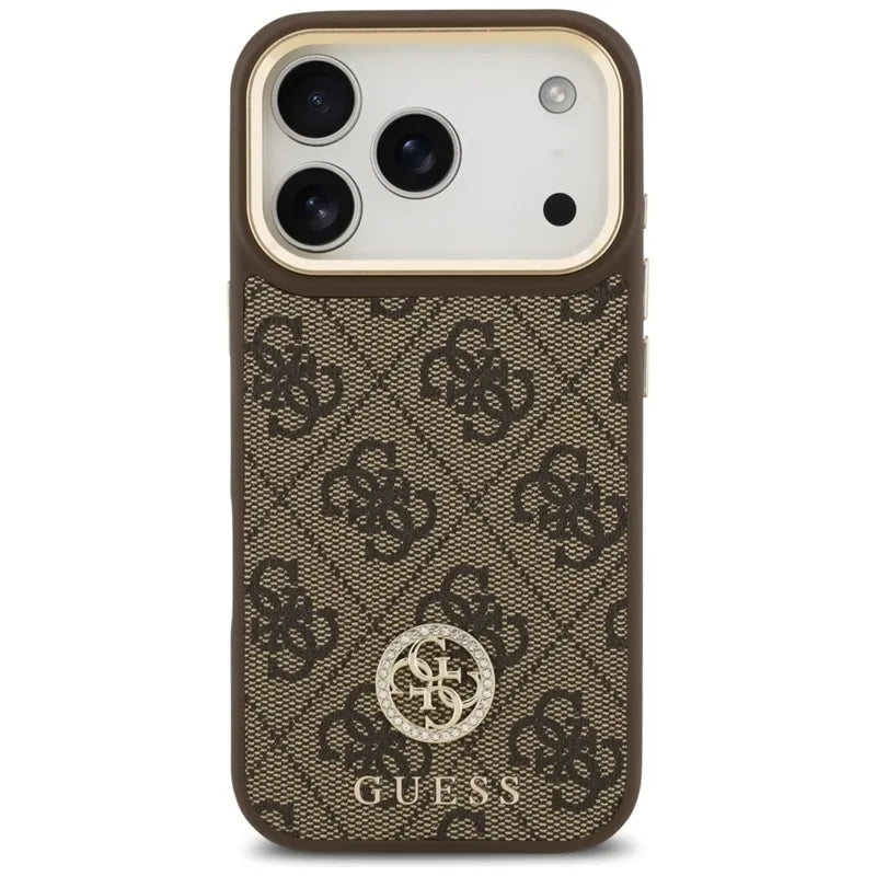 Guess 4G Strass Logo MagSafe - Dėklas iPhone 17 Pro (Rudas)