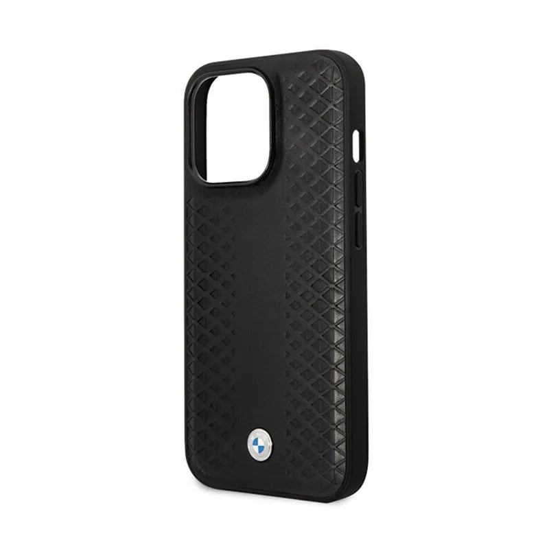 BMW Leather Diamond Pattern – dėklas „iPhone 14 Pro“ (juodas)