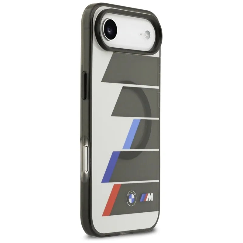 BMW M IML Metal Buttons Tricolor Lines MagSafe – dėklas iPhone Air (antracito spalvos)