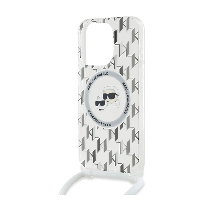 Karl Lagerfeld IML Crossbody Monogram Karl & Choupette Head MagSafe – dėklas iPhone 15 Pro Max (skaidrus)