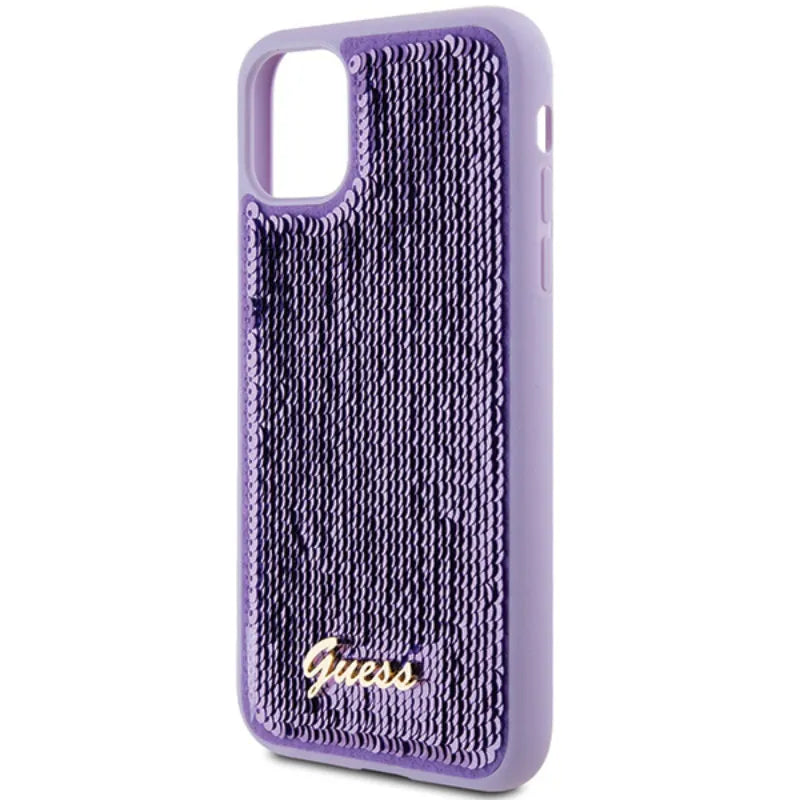 Guess Sequin Script Metal – dėklas iPhone 11 (violetinis)