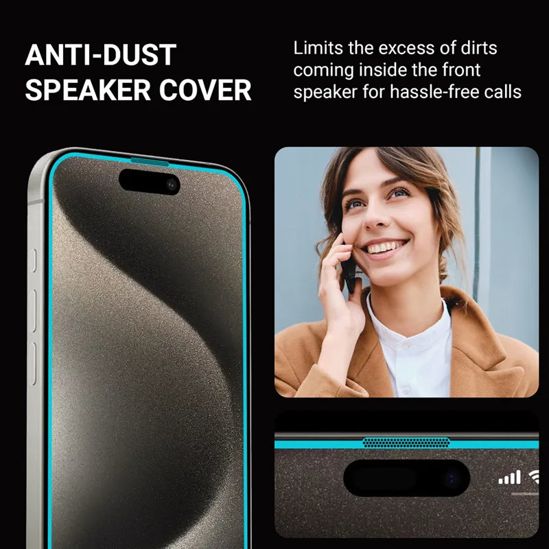 Crong antibakterinis 3D Armor Glass – 9H grūdintas stiklas visam Apple iPhone 15 Pro ekranui + montavimo rėmelis