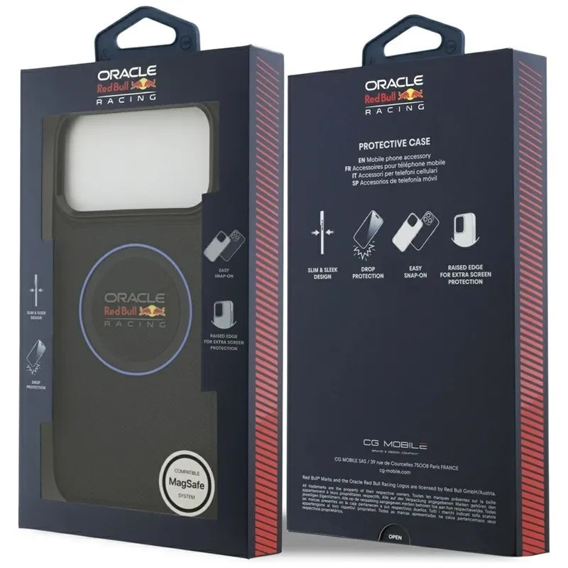 Red Bull Meshed Blue Ring & Metal Buttons MagSafe – iPhone 17 Pro Max dėklas (tamsiai mėlynas)