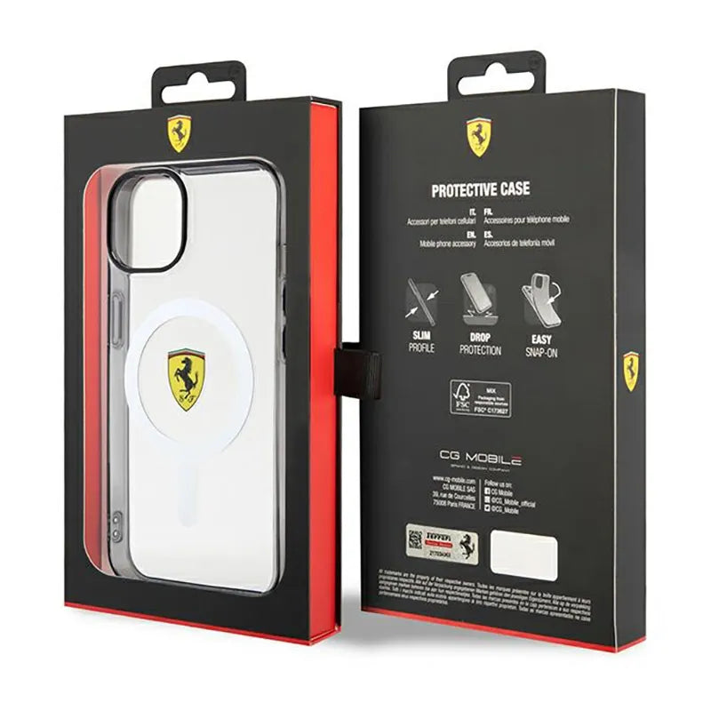 Ferrari Outline Magsafe – dėklas iPhone 14 (skaidrus)