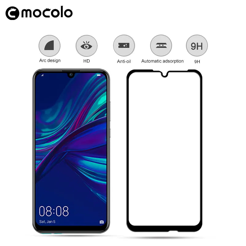 Mocolo 3D 9H Full Glue – viso ekrano apsauginis stiklas, skirtas Huawei P smart 2019 / Honor 10 Lite (juodas)