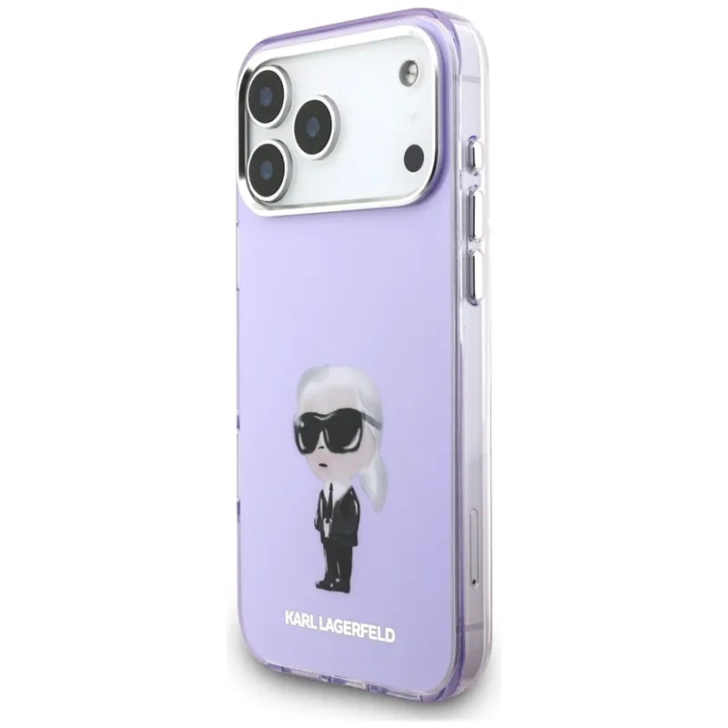 Karl Lagerfeld IML Aquarelle Karl & Choupette & Logo MagSafe - Dėklas iPhone 17 Pro Max (Violetinis)