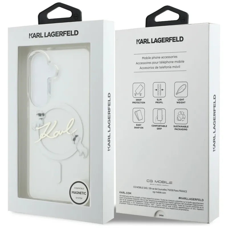 Karl Lagerfeld IML KC Script MagSafe – Samsung Galaxy S26 dėklas (skaidrus)