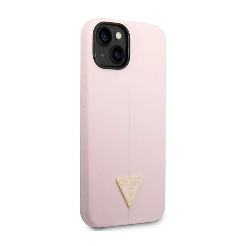 Guess Silicone Triangle Logo – dėklas iPhone 14 Plus (violetinis)