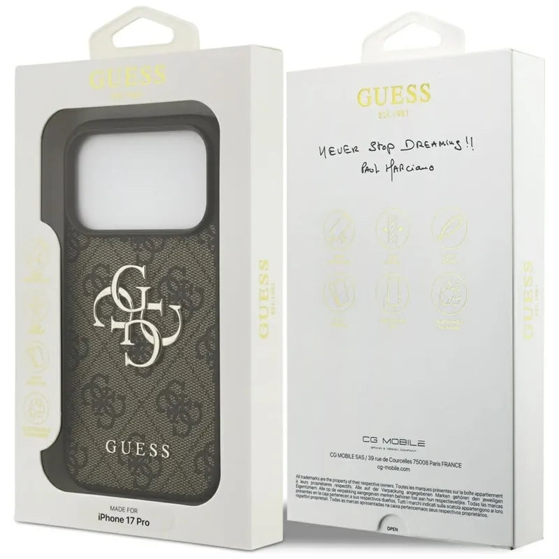 „Guess 4G Big Logo“ – dėklas „iPhone 17 Pro“ (rudas)