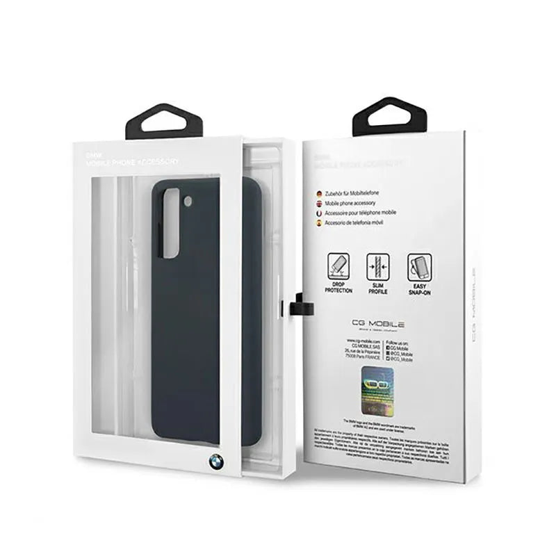 BMW Silicone Signature Logo – dėklas Samsung Galaxy S21+ (tamsiai mėlynas)