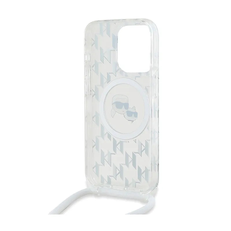 Karl Lagerfeld IML Crossbody Monogram Karl & Choupette Head MagSafe – dėklas iPhone 15 Pro Max (skaidrus)