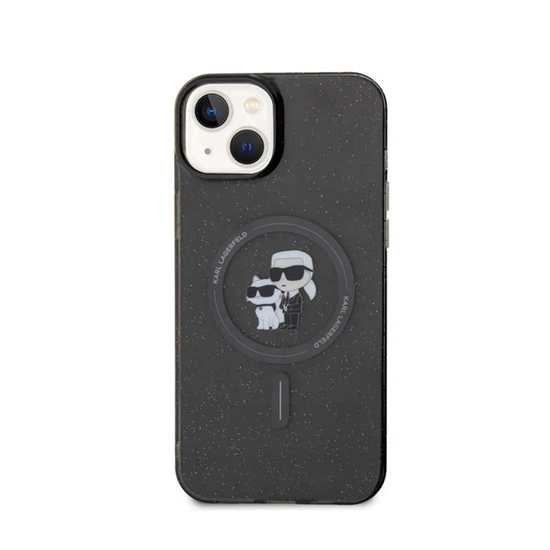 Karl Lagerfeld Karl & Choupette Glitter Magsafe - Dėklas iPhone 15 Plus (juodas)