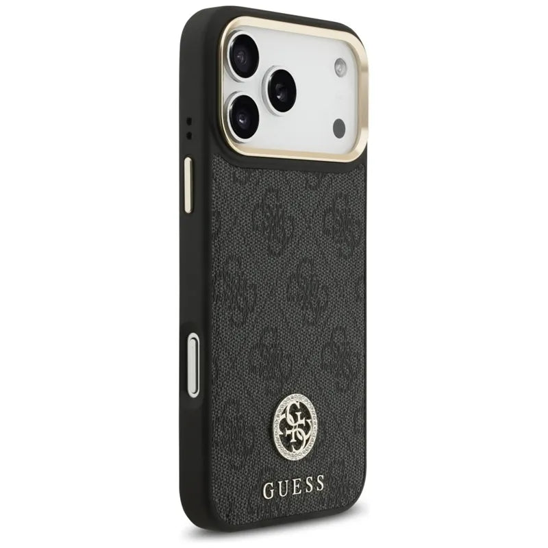 Guess 4G Strass Logo MagSafe – dėklas iPhone 17 Pro Max (juodas)