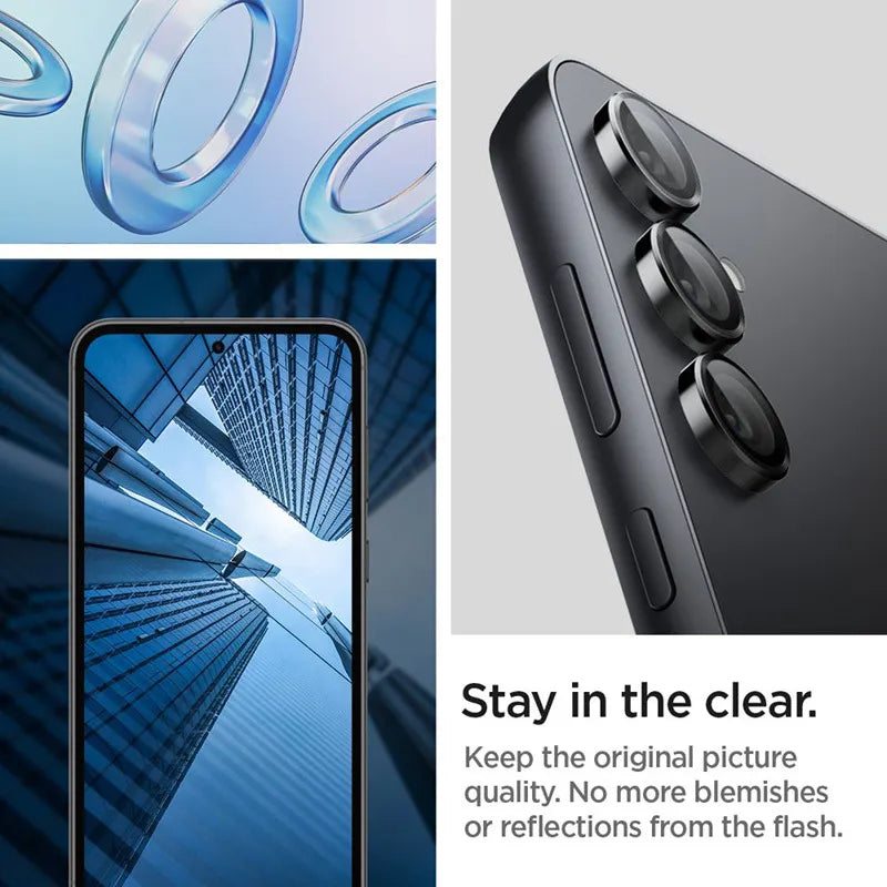 Spigen Optik Pro GLAS.TR EZ Fit kameros apsauga 2 vnt. pakuotė - Objektyvo apsauginis stiklas Samsung Galaxy S23 FE (2 vnt.) (Juodas)