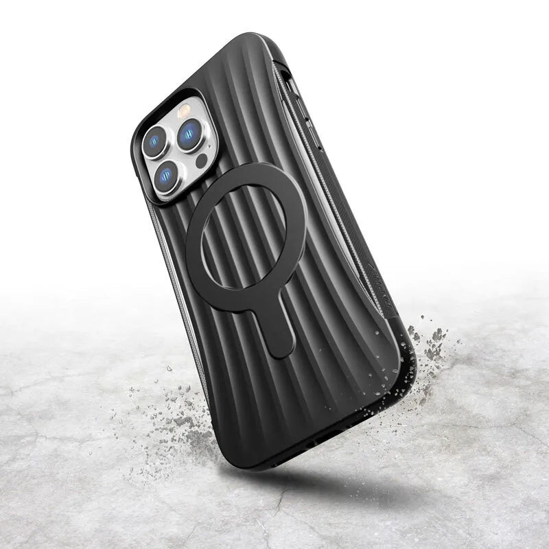 X-Doria Raptic Clutch MagSafe – biologiškai skaidus dėklas, skirtas iPhone 14 Pro Max (išbandyta atsparumas kritimui iš 3 m) (juodas)