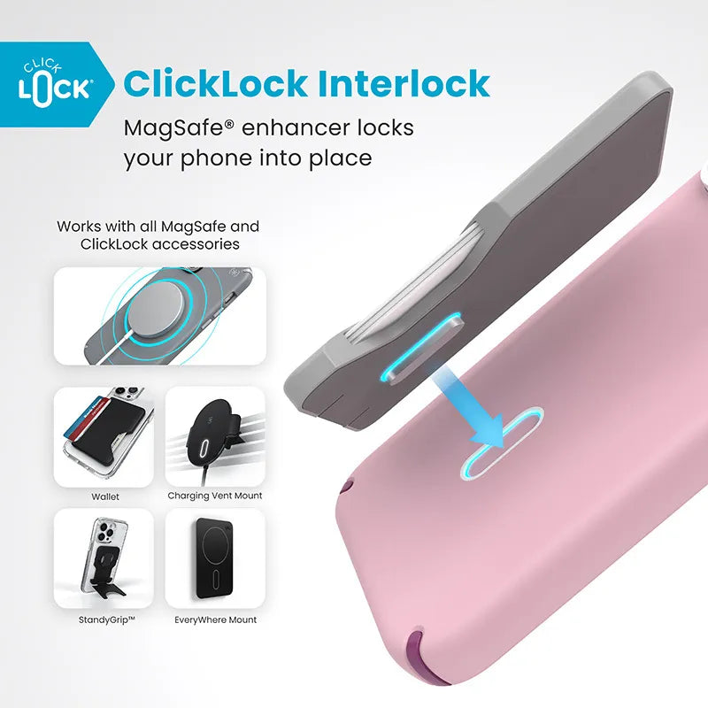 Speck Presidio2 Pro ClickLock & MagSafe dėklas - iPhone 16 Pro Max (Wednesday Pink / Boysenberry Purple / White)