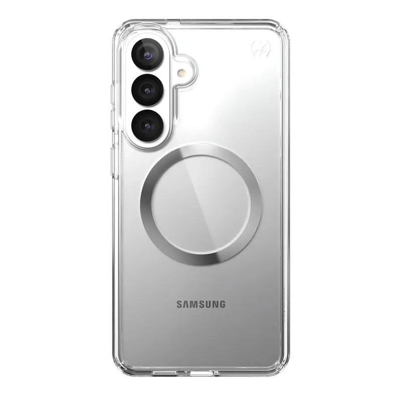 Speck Presidio Perfect-Clear Magnet – Samsung Galaxy S26+ MagSafe dėklas (Skaidrus/Skaidrus/Sidabrinis)