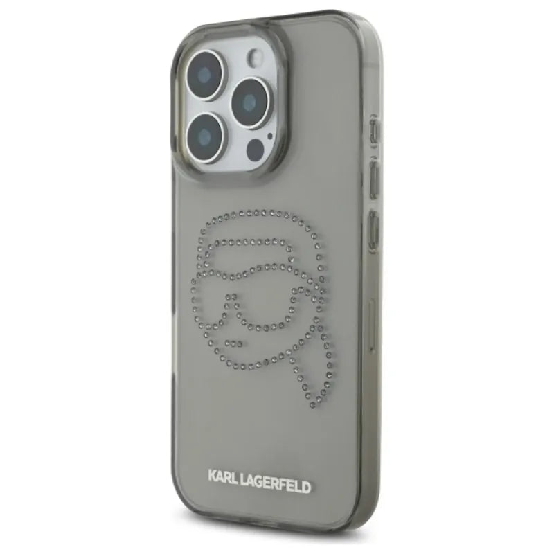 Karl Lagerfeld IML Rhinestones Karl Head – dėklas iPhone 16 Pro Max (juodas)