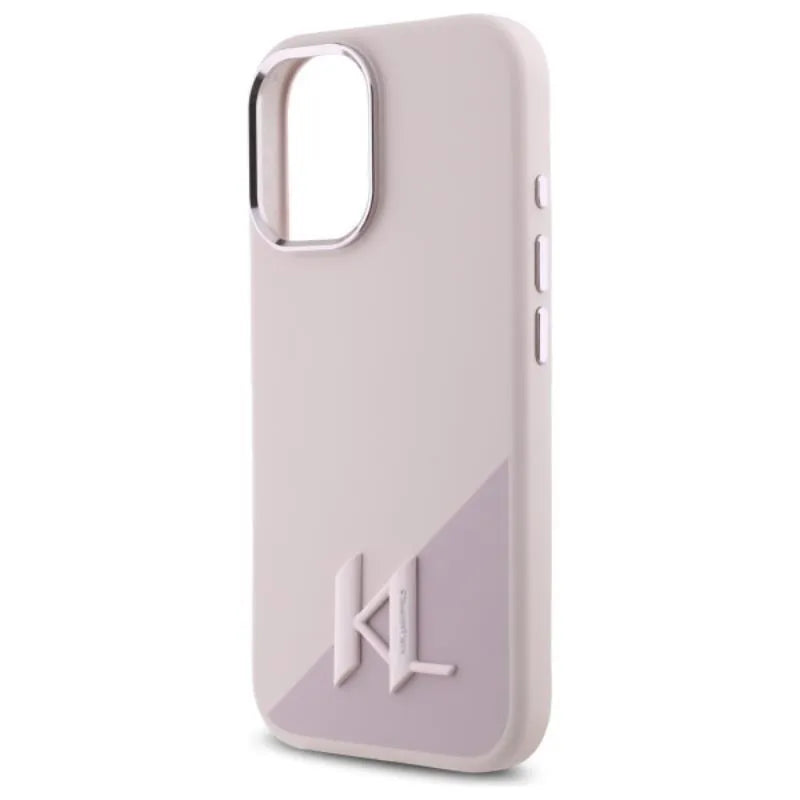 Karl Lagerfeld Silicone Shadow Metal Initial MagSafe – dėklas iPhone 16 (rožinis)