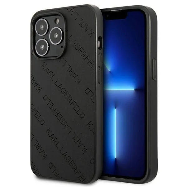 Karl Lagerfeld Perforated Allover – dėklas iPhone 13 Pro Max telefonui (juodas)