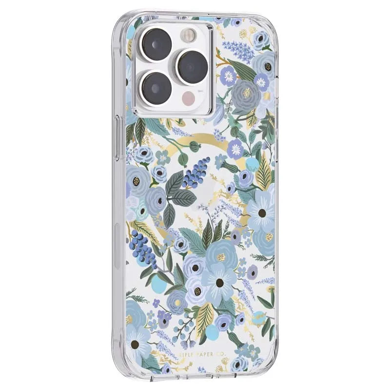 Rifle Paper Clear MagSafe - Dėklas „iPhone 14 Pro Max“ telefonui (Garden Party Blue)