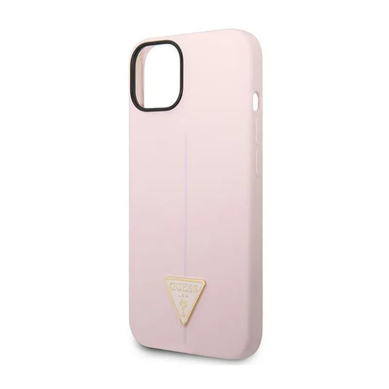 Guess Silicone Triangle Logo – dėklas iPhone 14 Plus (violetinis)