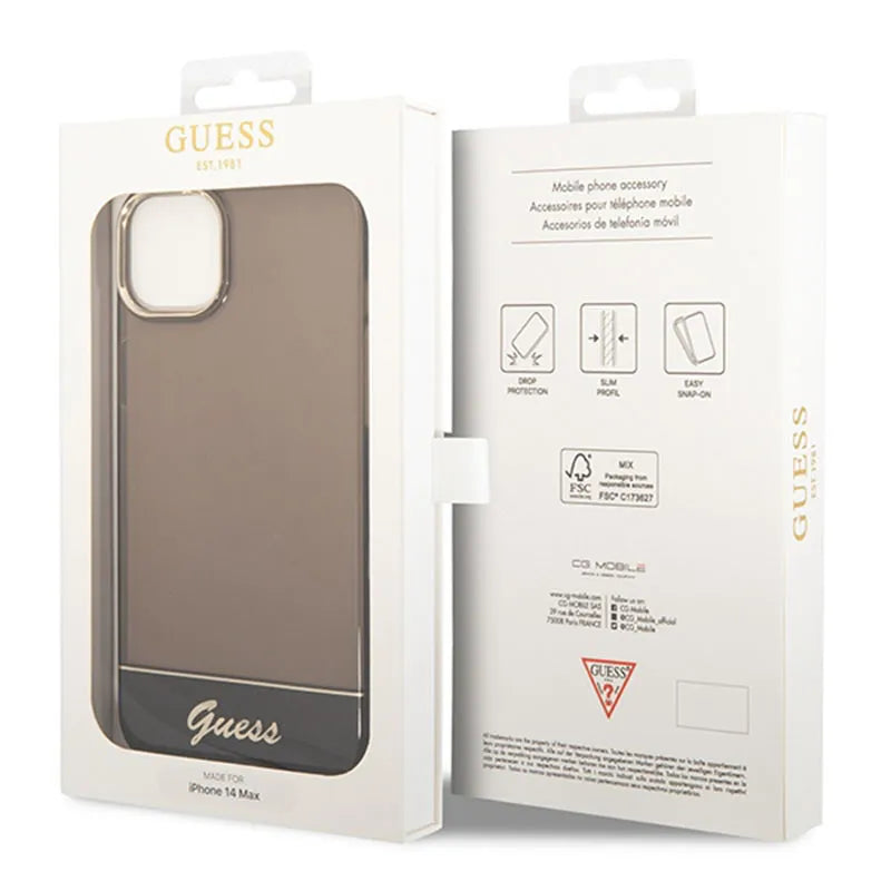 Guess Translucent – dėklas iPhone 14 Plus (juodas)