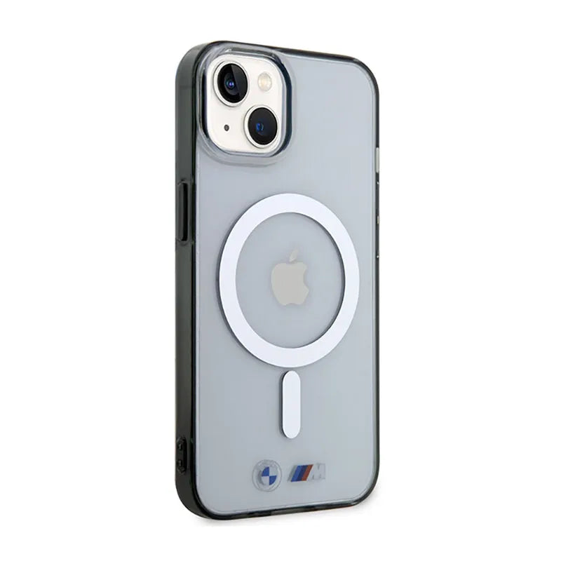 BMW Silver Ring MagSafe dėklas, skirtas iPhone 14 (skaidrus)